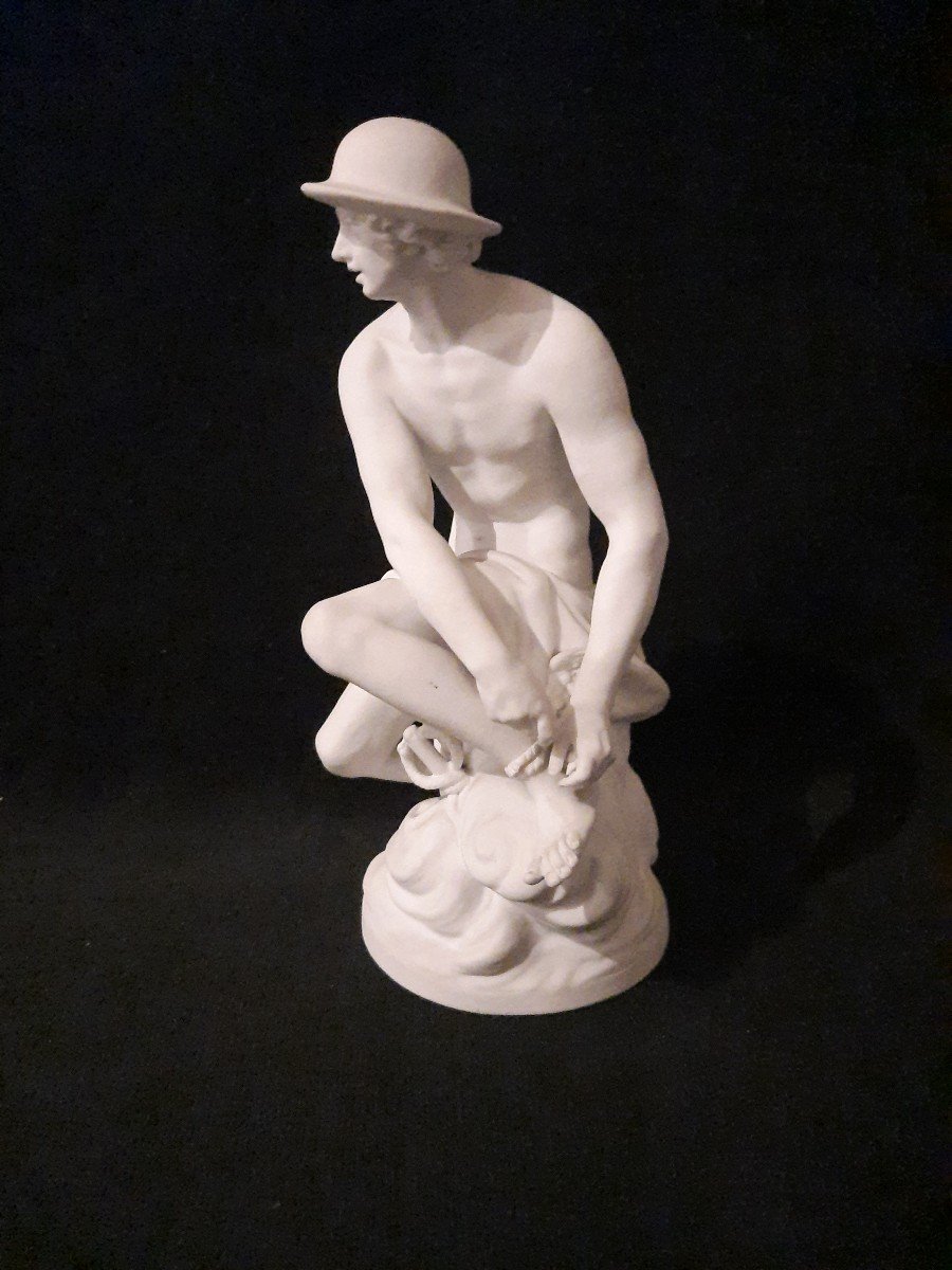 Sculpture En Biscuit - Mercure (xxe Siècle)-photo-4