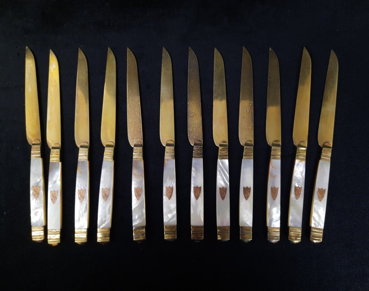 Set Of 12 Silver-gilt Knives