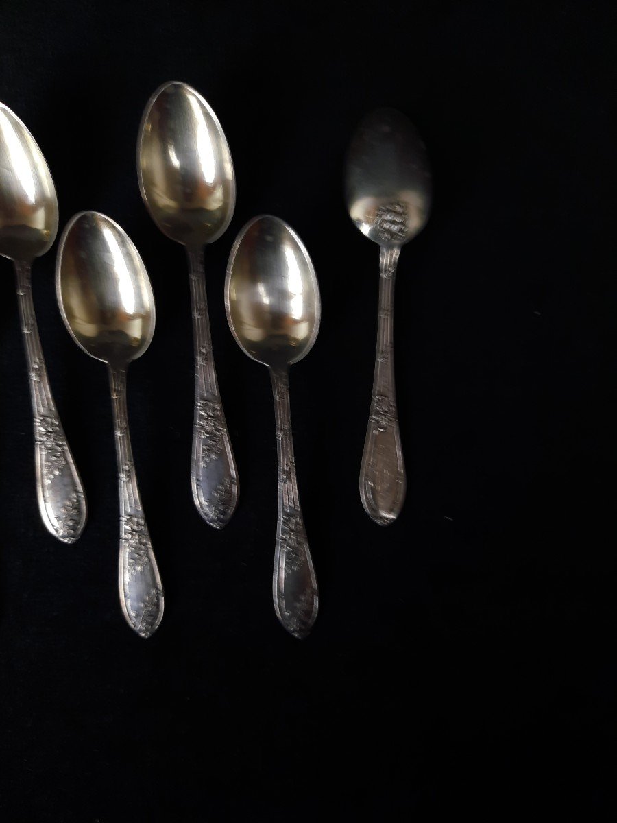 12 Minerva Silver Spoons - 1900 -photo-3