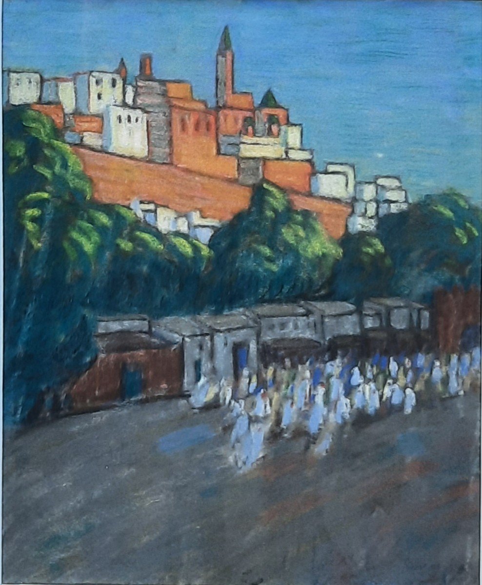 Ronan Loth (1893-1959) - Pastel Sur Papier - Ville Marocaine-photo-4