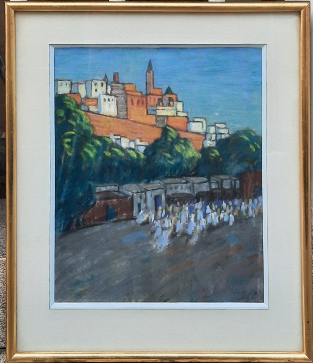 Ronan Loth (1893-1959) - Pastel Sur Papier - Ville Marocaine-photo-1