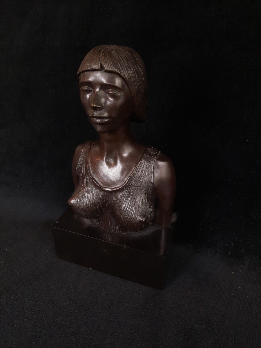 Joseph Erhardy (1928-2012) - Bronze Buste d'Une Femme-photo-2