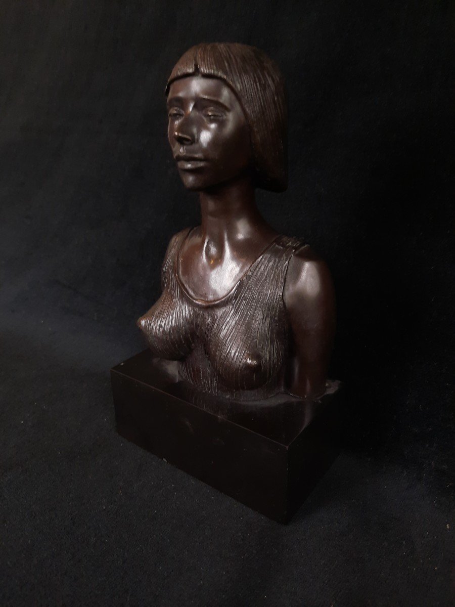 Joseph Erhardy (1928-2012) - Bronze Bust Of A Woman-photo-3