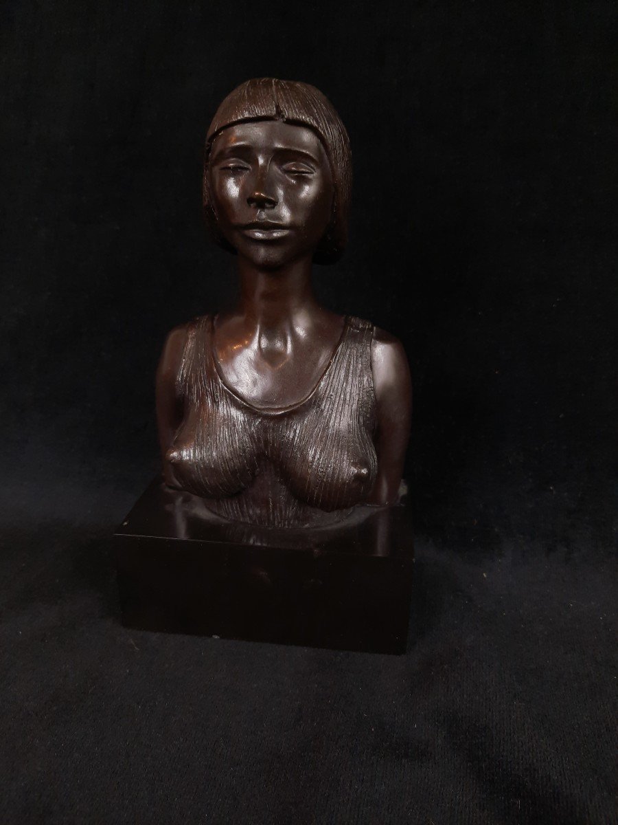 Joseph Erhardy (1928-2012) - Bronze Bust Of A Woman-photo-1