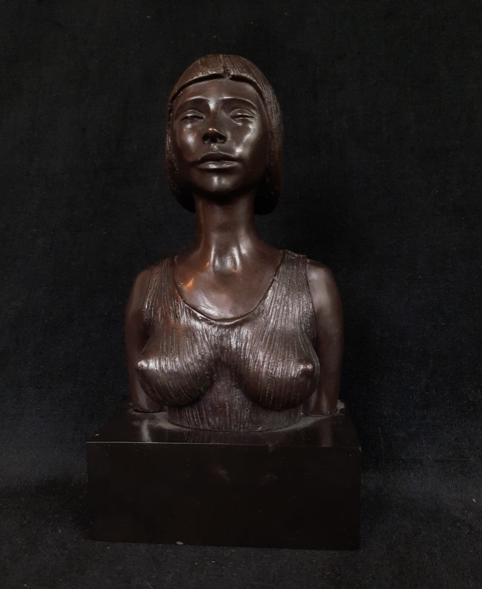 Joseph Erhardy (1928-2012) - Bronze Buste d'Une Femme