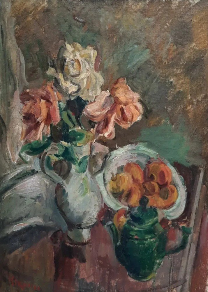 Michel Kikoine (1892 - 1968) - Huile Sur Toile - Bouquet De Fleurs