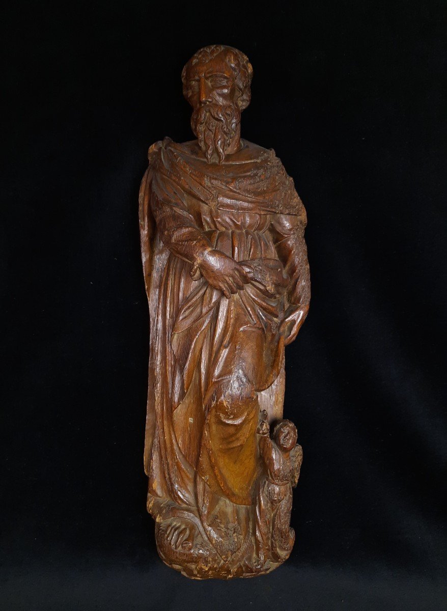 Wooden Sculpture - Saint Matthieu - 18th Century