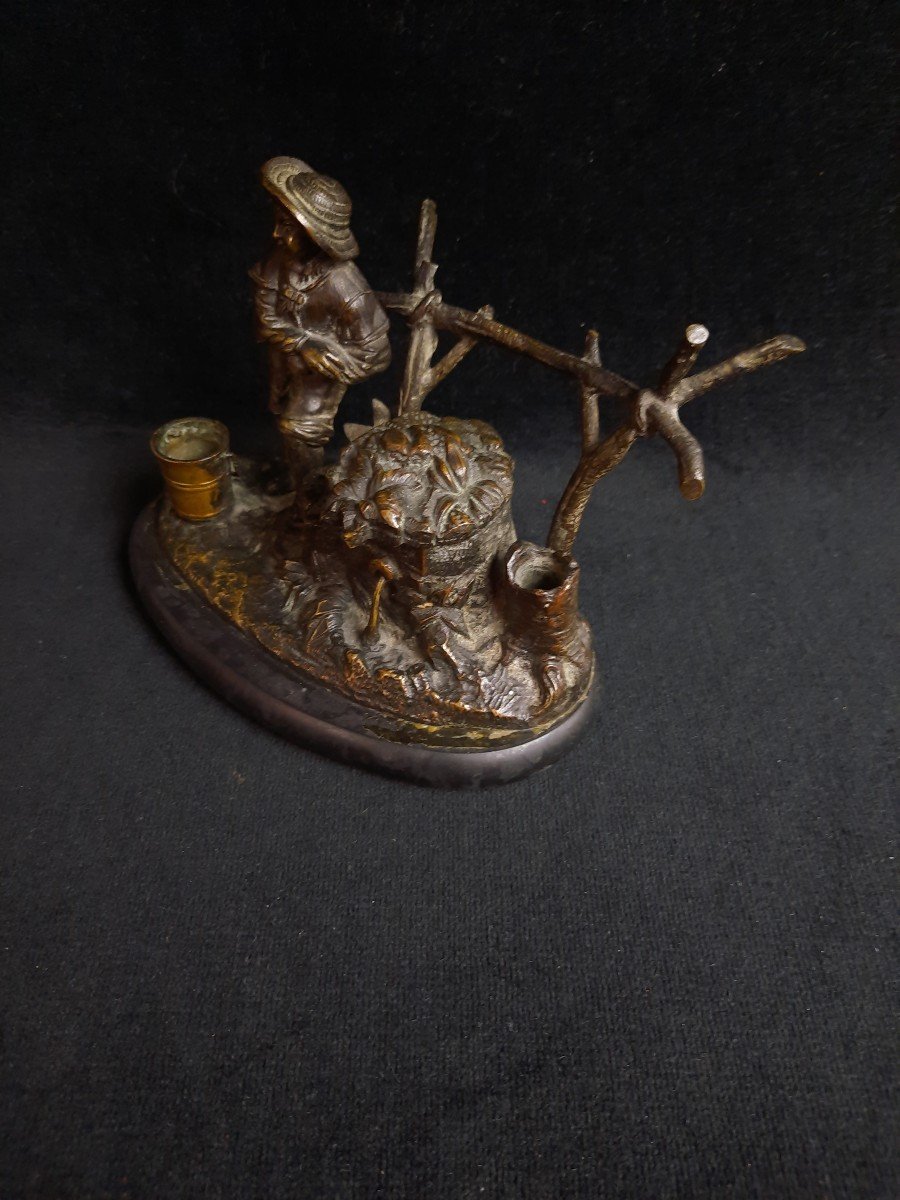 Small Bronze Inkwell (19th Century)-photo-4