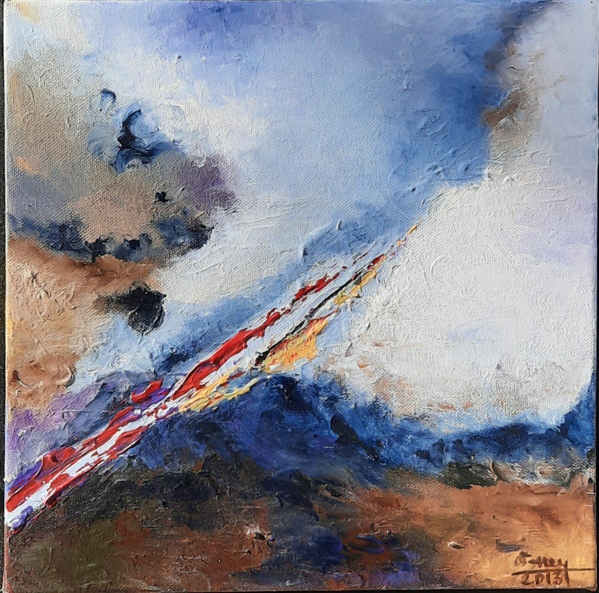 Huile Sur Toile - Abstraction (xxie Siècle)