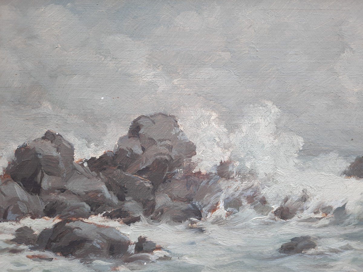 Oil On Panel - The Wave - Maurice Patton (20th Century)-photo-3