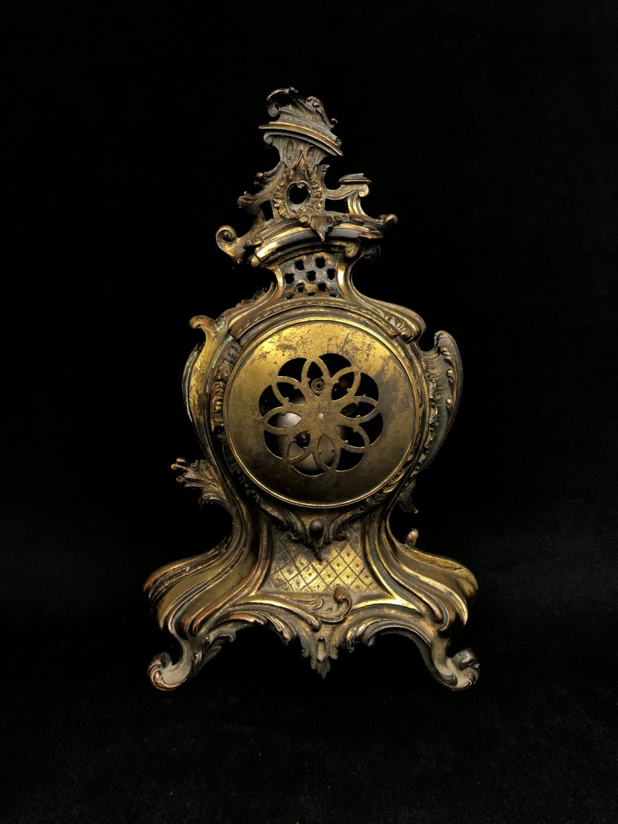 Rocailleux Cartel Louis XV Style In Functional Bronze-photo-4