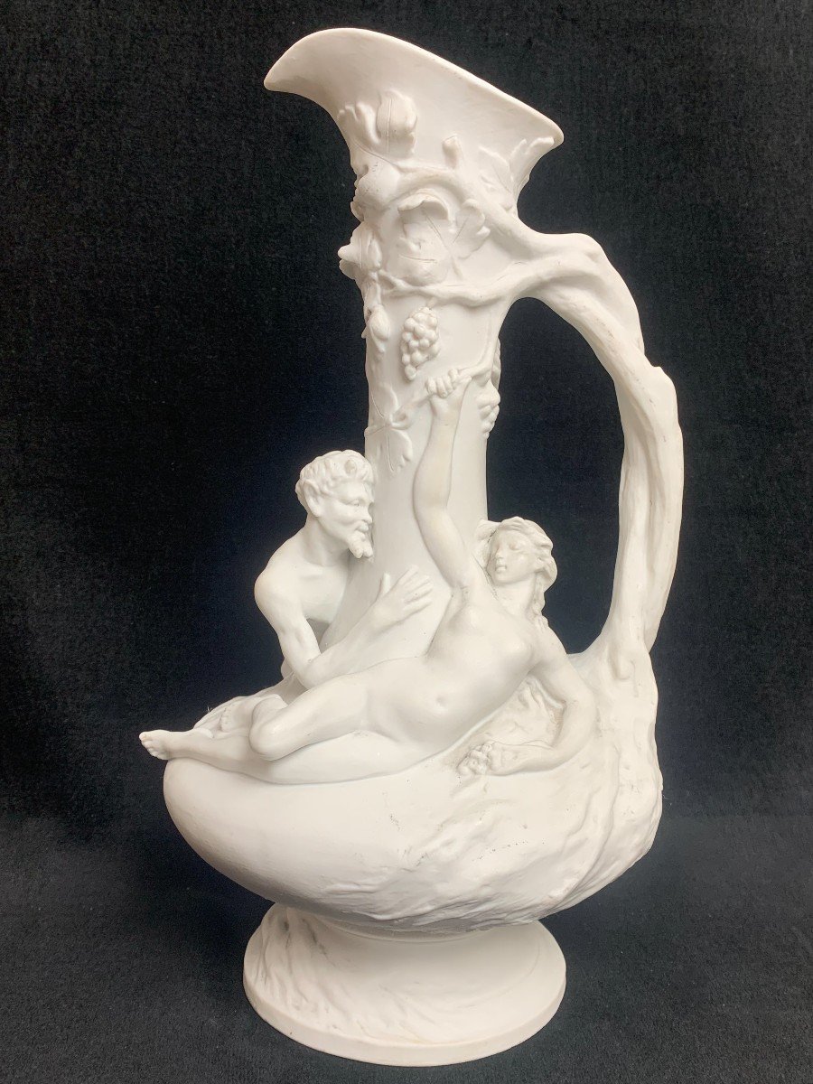 Porcelain Biscuit Ewer - Nymph Surprised By A Fauna