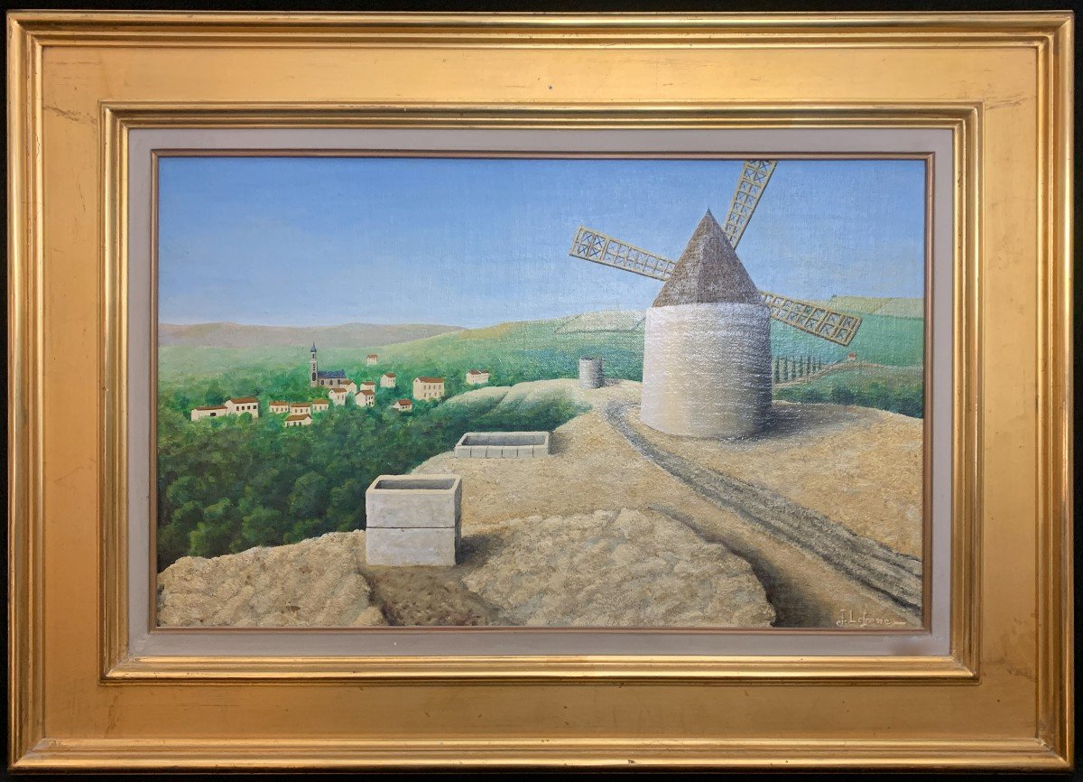 Huile Sur Toile - Le Moulin d'Alphonse Daudet - Jules Lefranc (1887-1972)-photo-3