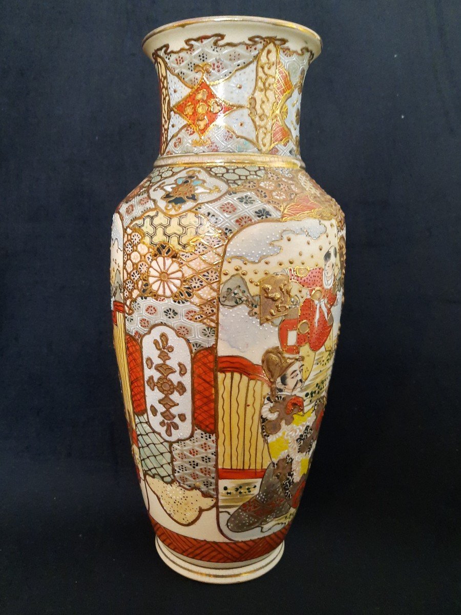 Paire De Vases Japonais Satsuma-photo-3