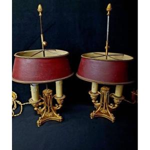 Pair Of Lamps Bouillotte Style Louis XVI - XIX°- Victor Paillard