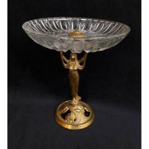 Coupe En Cristal Et Bronze Art Nouveau (xxe S)