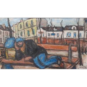 Henri Boulage (1899- After 1940) Oil On Canvas From Place Du Tertre