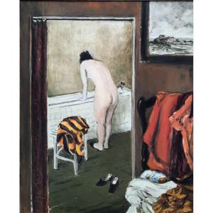 Jean-jacques René (1943) - Oil On Canvas - Before The Bath