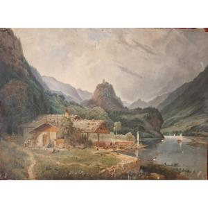 Gouache On Paper - Landscape Canton Of Bern (19th Century)