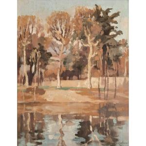 Jacques Chafanel (1913-?) - Huile Sur Panneau - Paysage d'Automne