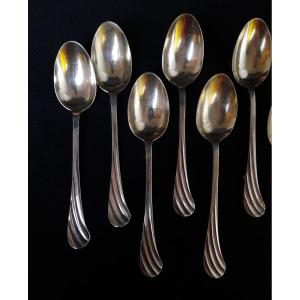 Set Of 12 Minerva Silver Spoons (19th Century)