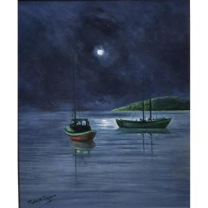 Pedro Trapero (1918-2005) - Oil On Panel - Moonlight