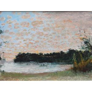 Ker Xavier Roussel (1867-1944) - Huile Sur Toile - Paysage à La Barque 