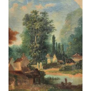 Oil On Canvas - Bucolic Landscape - 20th Century