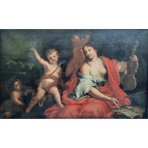 Oil On Canvas - Allegory Of Music (18th Century)