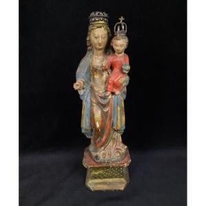Sculpture En Bois - Vierge à l'Enfant (xviiie Siècle)
