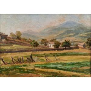 Huile Sur Panneau - Paysage - C. Jacob 