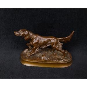 Bronze Sculpture - Pointing Dog - 19th Century