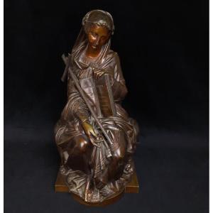 François Théodore Devaulx (1808 - 1871) - Bronze Femme Assise