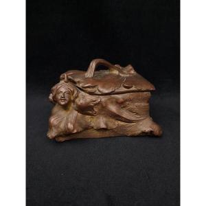 Art Nouveau Spelter Jewelry Box 