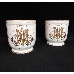 Pair Of Porcelain Planters - 20th Century