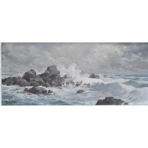 Oil On Panel - The Wave - Maurice Patton (20th Century)