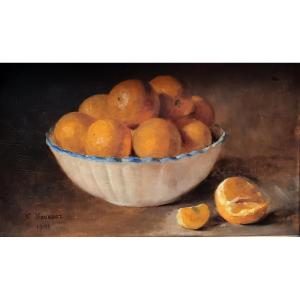 C. Bourdon - Oil On Canvas - Still Life With Oranges 