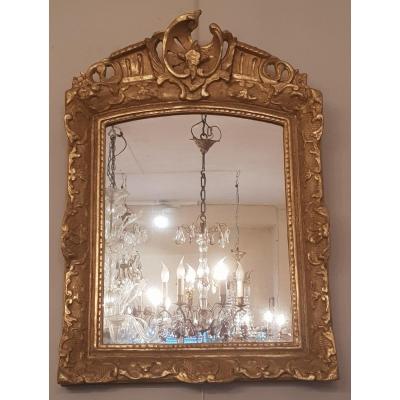 Miroir Epoque Régence (xviiième Siècle) En Bois Doré