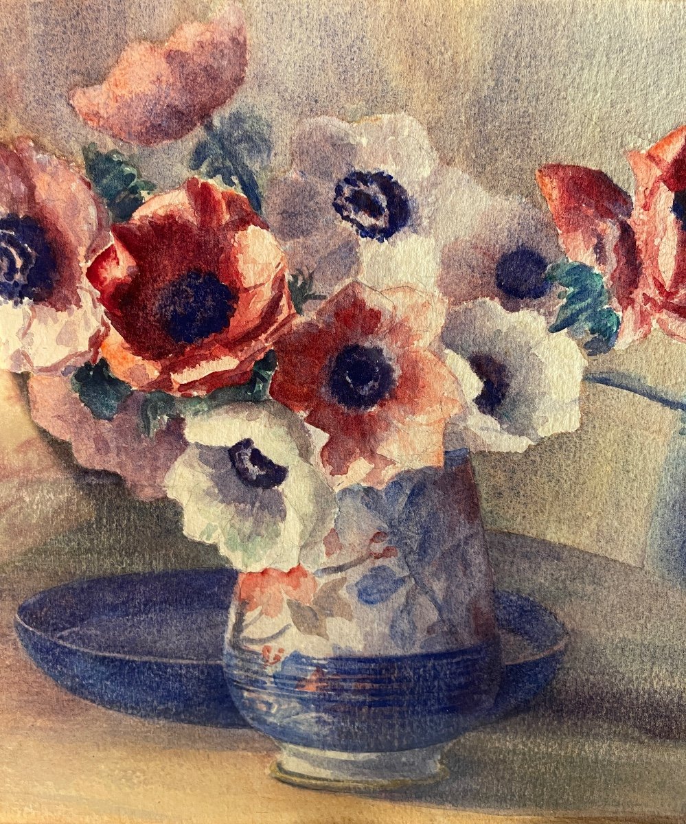 Anemones, Watercolor Early Twentieth-photo-3