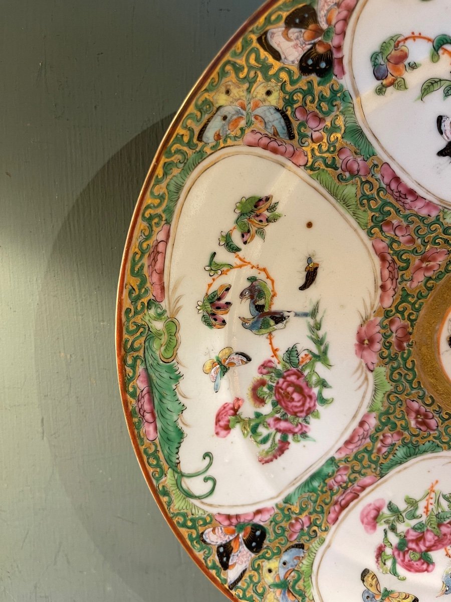 Assiette En Porcelaine De Chine, Canton, à Décor d'Oiseaux -photo-3