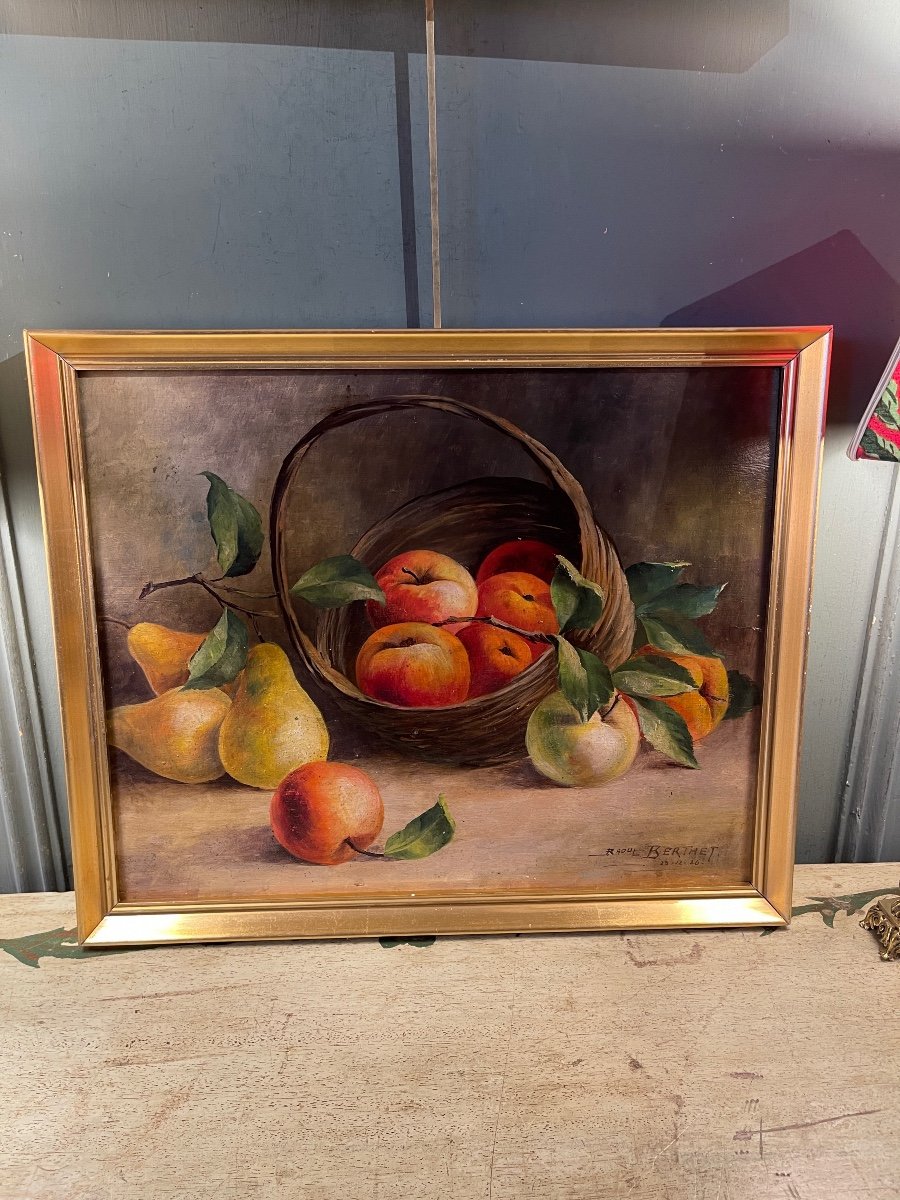 Nature Morte Aux Pommes Et Poires Datée 1926-photo-2