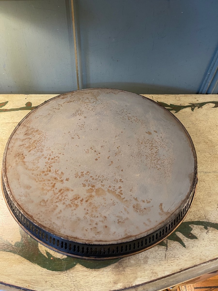 19th Century Painted Sheet Tray, Diameter 40 Cm-photo-5