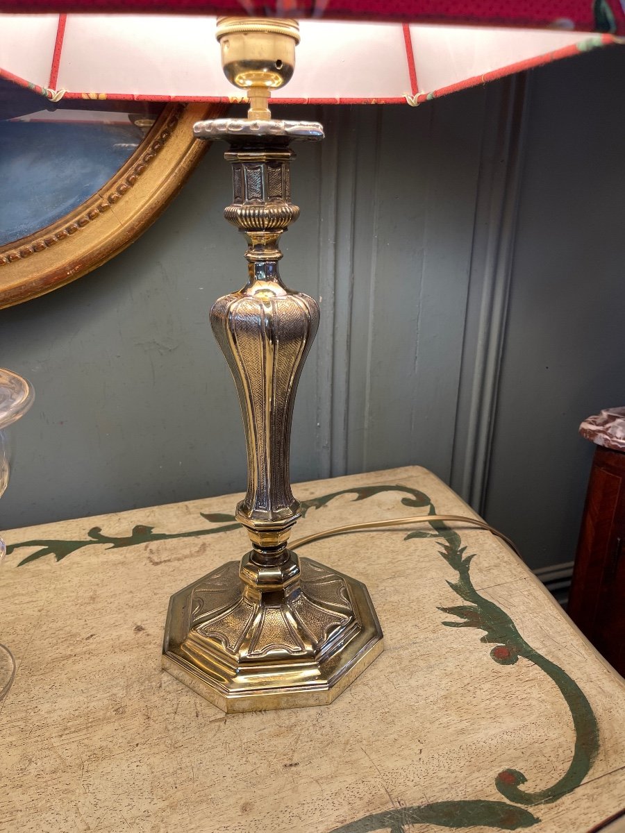 Chiseled Bronze Lamp, Height 52.5 Cm-photo-2