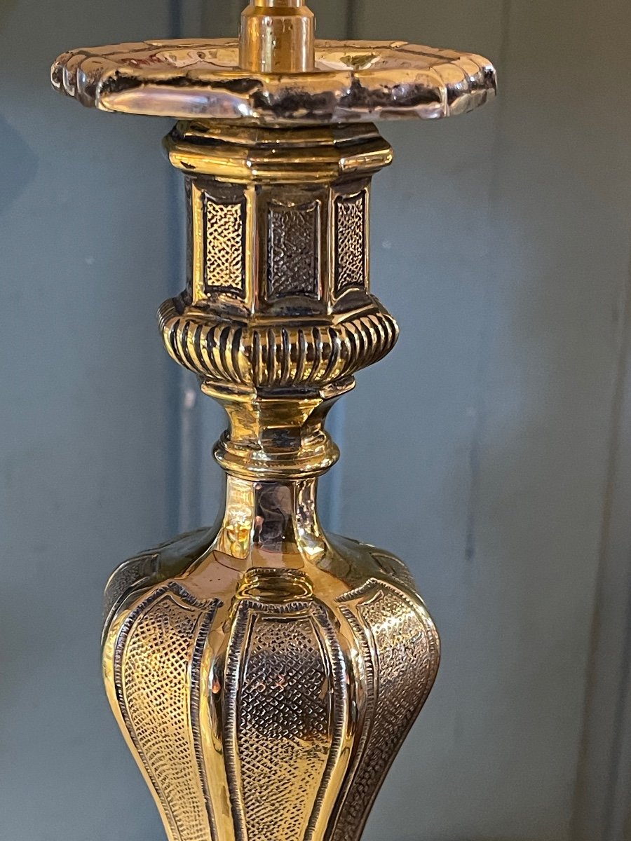 Chiseled Bronze Lamp, Height 52.5 Cm-photo-4