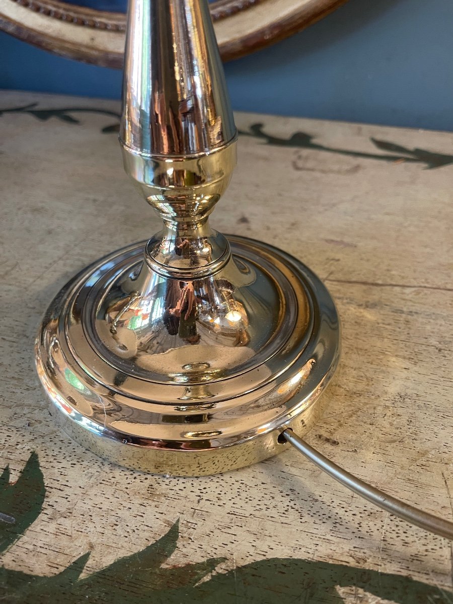 Pair Of Polished Brass Lamps, Height 41 Cm-photo-5