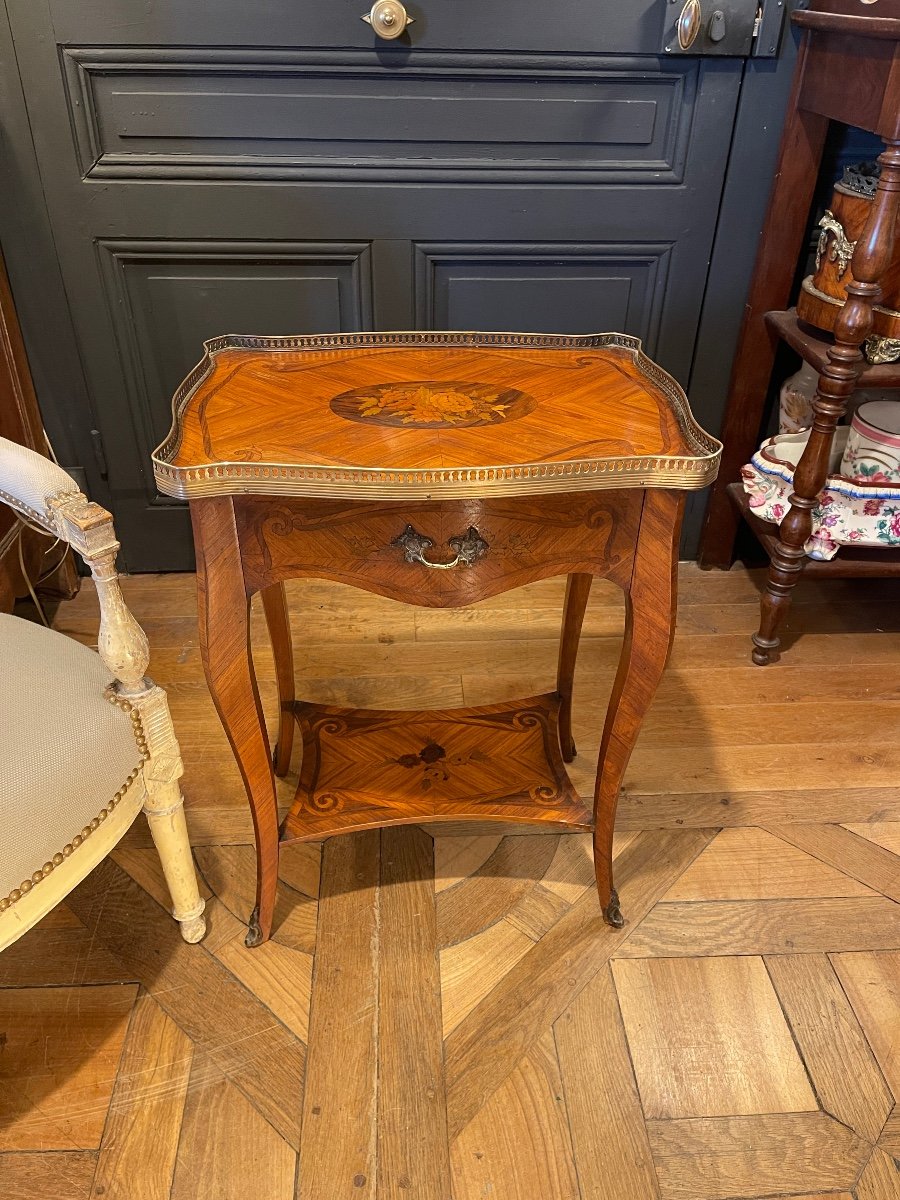 Marquetry Table With Floral Decor-photo-1