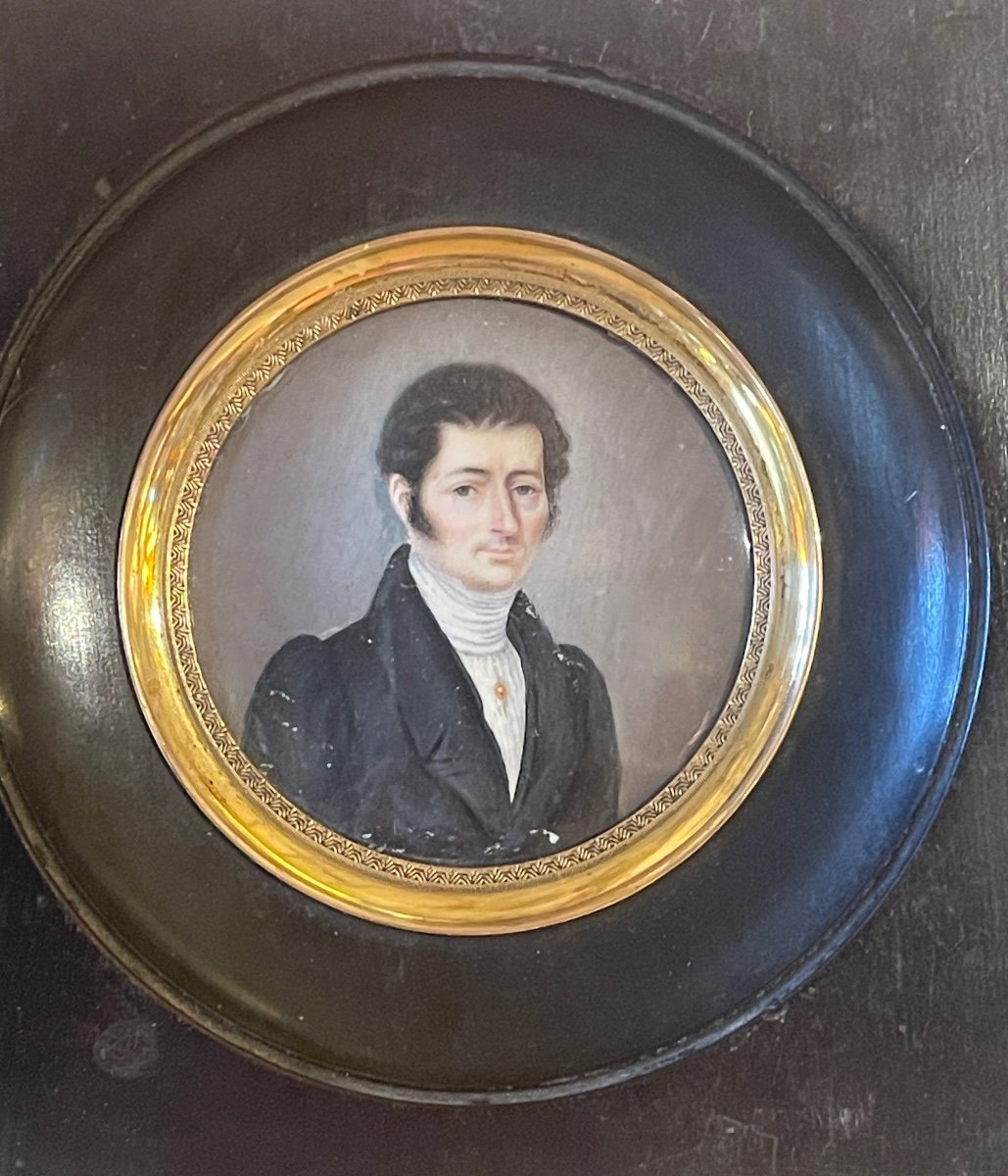 Miniature, Portrait d'Homme Début XIXème-photo-2
