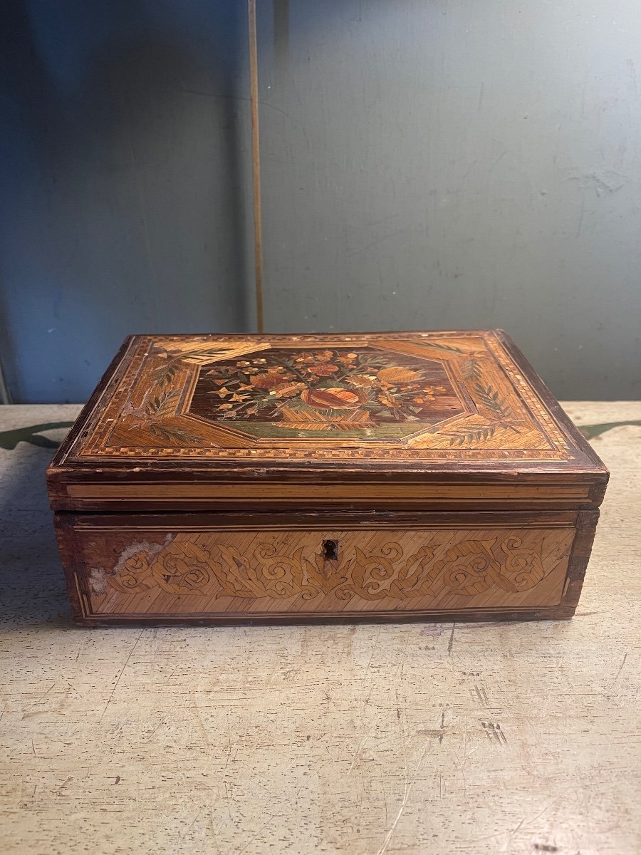Sewing Box In Straw Marquetry-photo-3