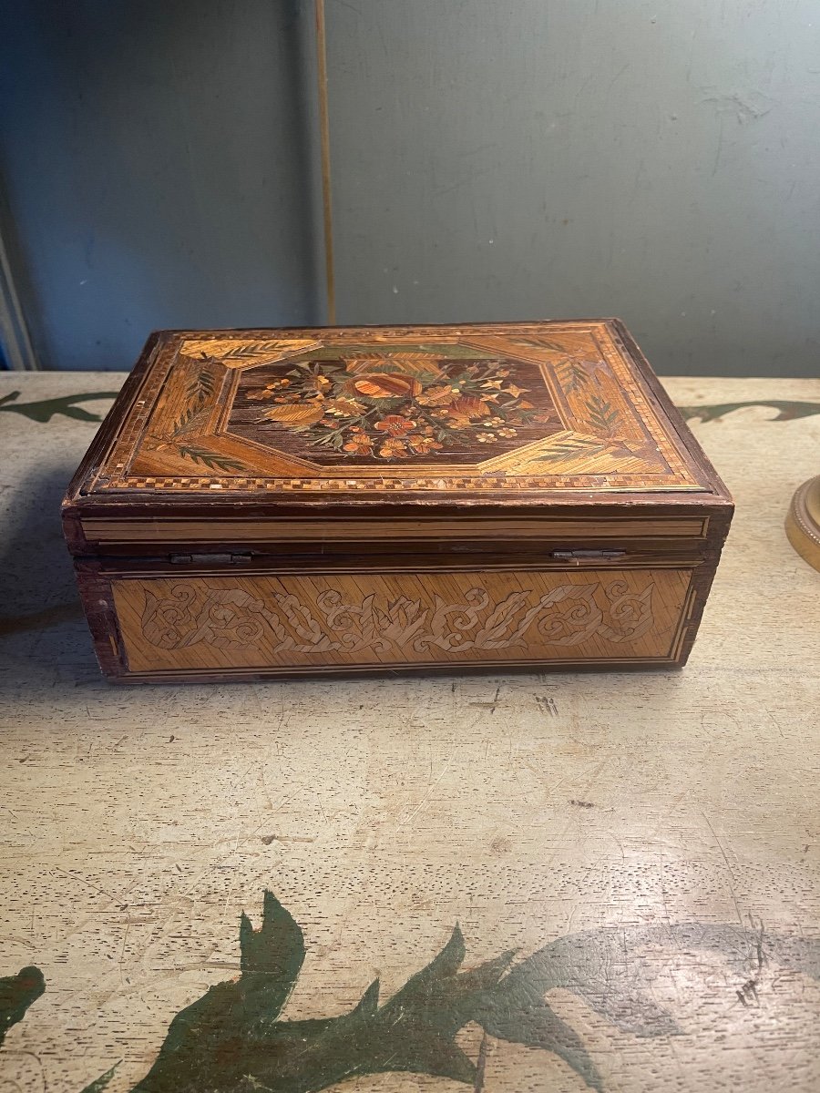 Sewing Box In Straw Marquetry-photo-5