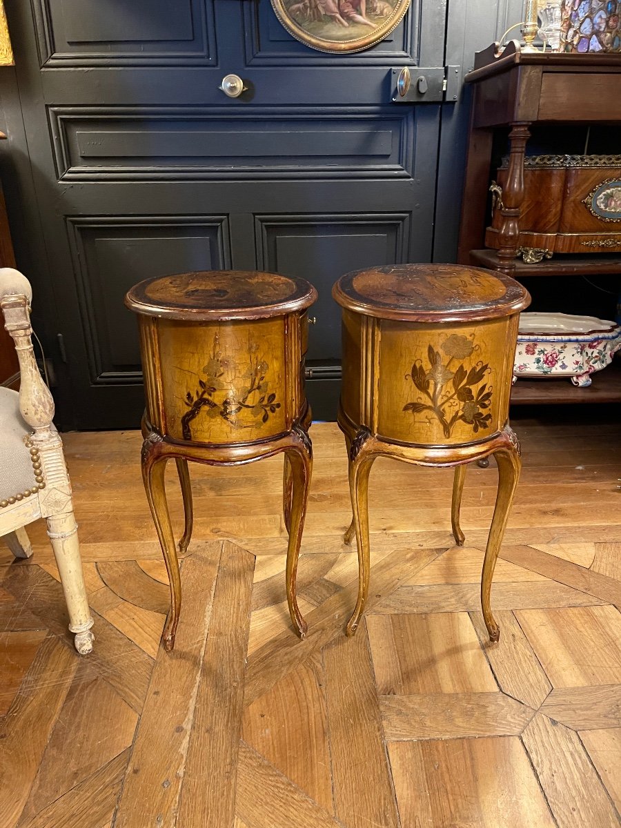 Pair Of Painted Wood Bedside Tables-photo-2